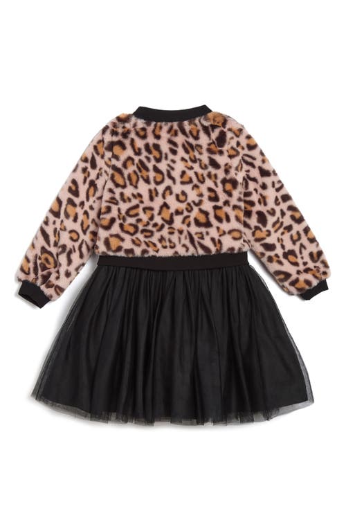 Pippa & Julie Kids' Maya Party Dress & Leopard Print Bomber Jacket Set In Brown