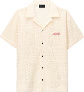 RtA Nathan Oversized Open Weave Button-Up Camp Shirt