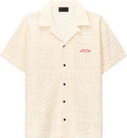 RtA Nathan Oversized Open Weave Button-Up Camp Shirt