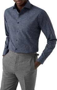 Eton Contemporary Fit Paisley Mélange Cotton Dress Shirt