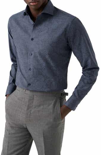 Eton Contemporary Fit Paisley Mélange Cotton Dress Shirt