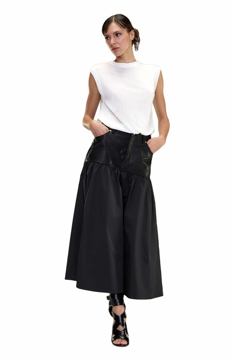 Cynthia Rowley Downtown Leather Nylon Skirt, Alternate, color,