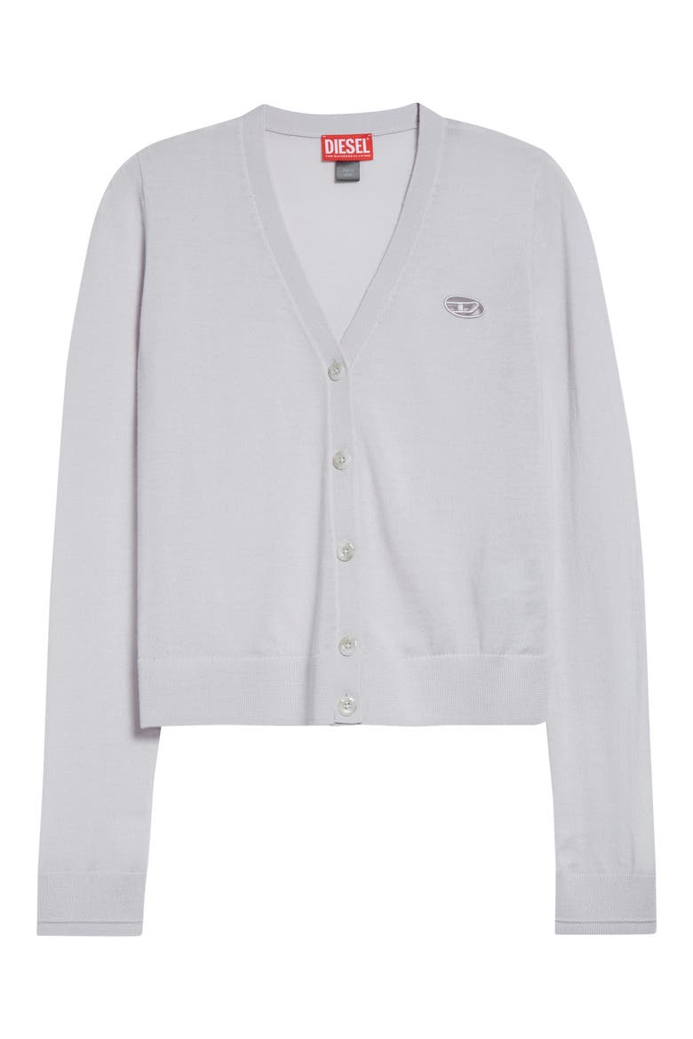 M-Alima Oval D Logo Wool Cardigan, Alternate, color, PALE/ GREY