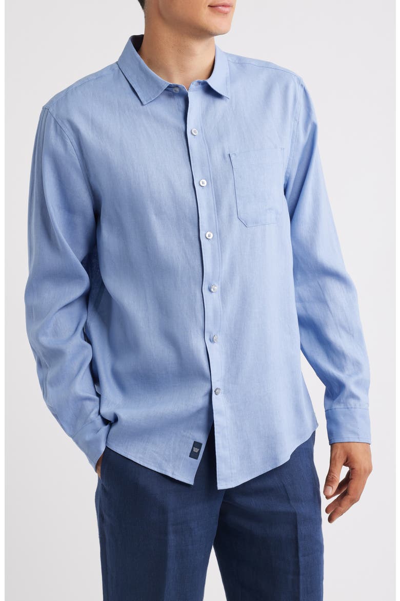 Linen Button-Up Shirt, Main, color, DESERT SPRING