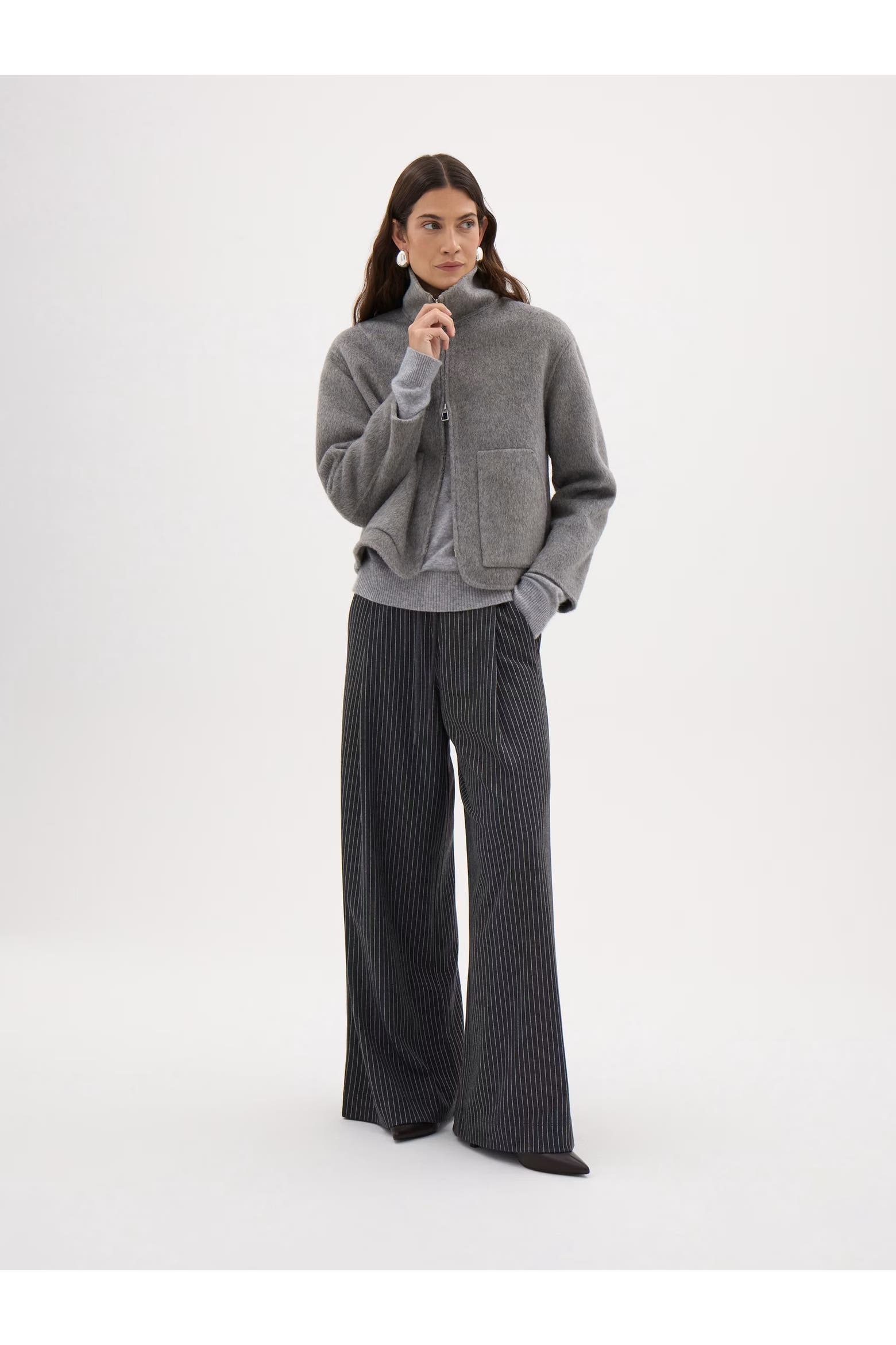 Mart Zip Code Hush Ira Wool Funnel Neck Zip Jacket (Women) | Nordstrom