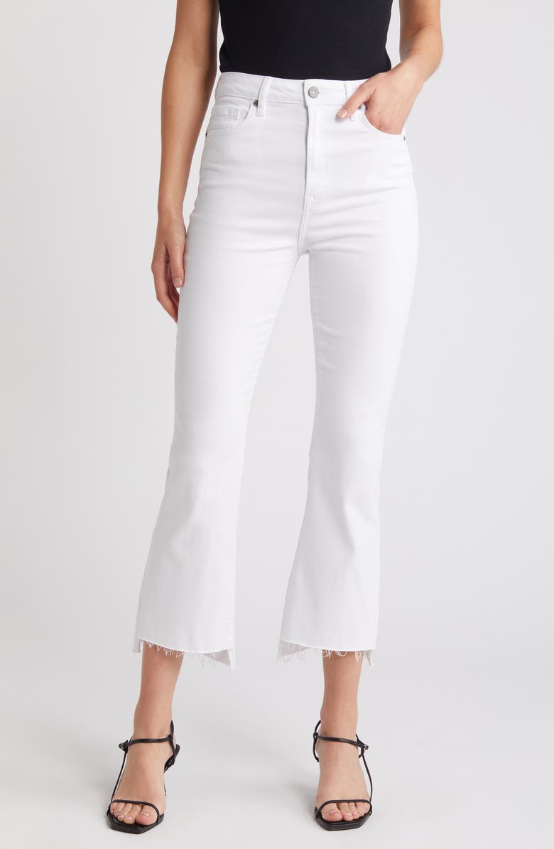 HIDDEN JEANS Raw Step Hem Wide Leg Jeans, Main, color, White