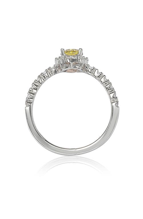 Suzy Levian Halo Yellow Sapphire Bridal Ring In Metallic