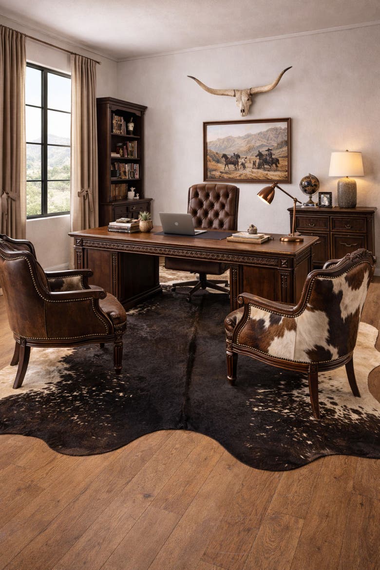 Eco Hides RH Rugs Frances Brown Speckled Cowhide Rug 7'11" x 6'8", Alternate, color, Brown Speckled