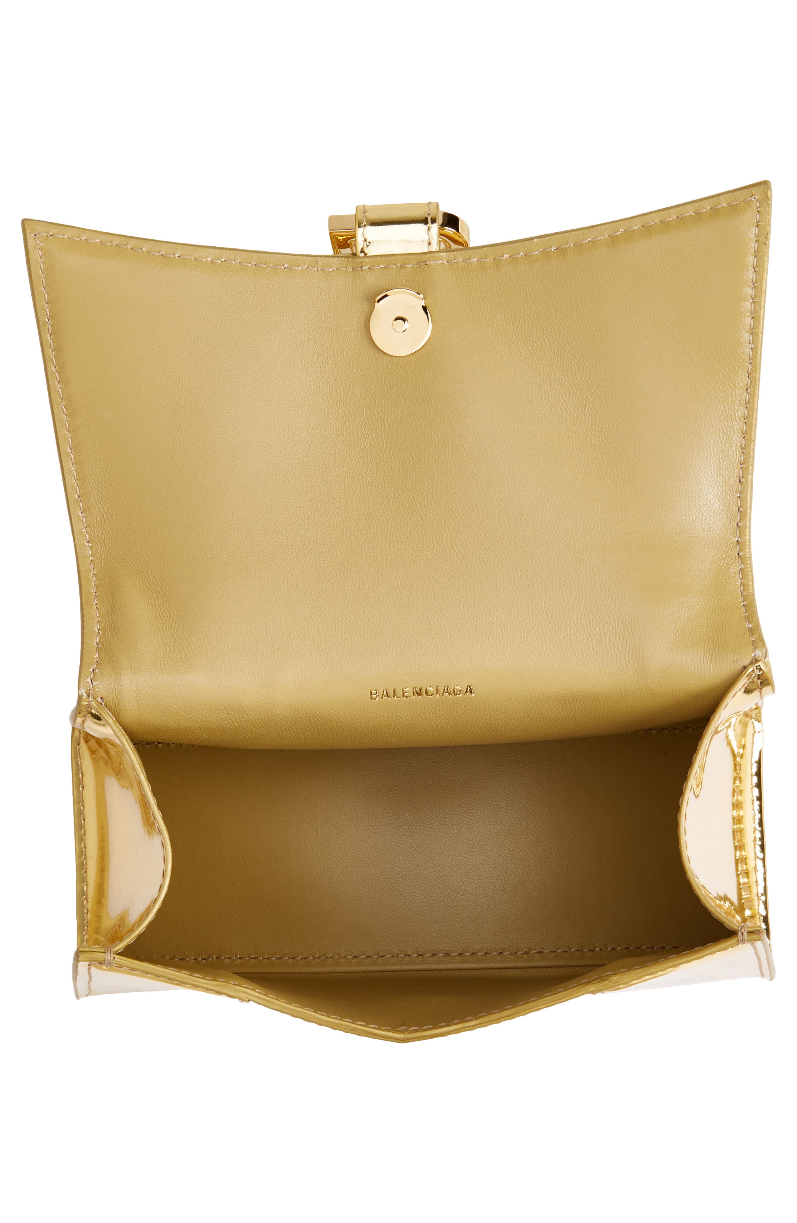 Balenciaga Extra Small Hourglass Top Handle Metallic Leather Bag, Alternate, color, 