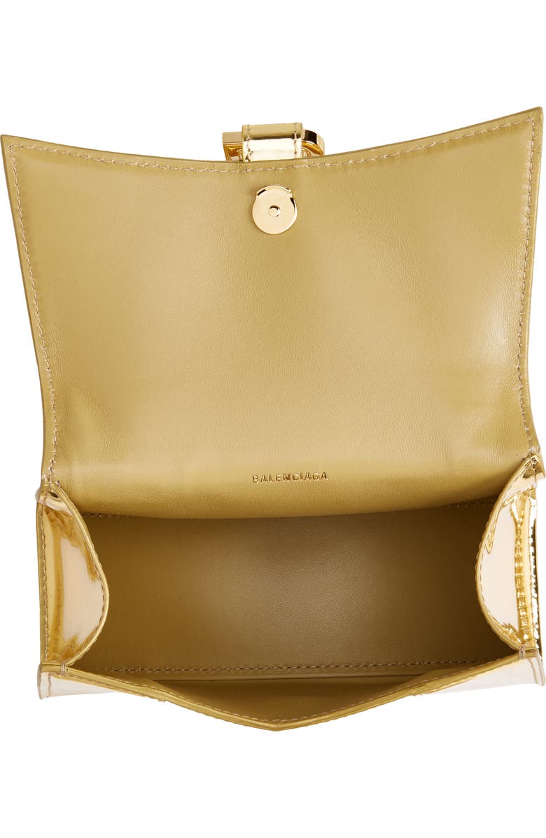 Balenciaga Extra Small Hourglass Top Handle Metallic Leather Bag, Alternate, color,