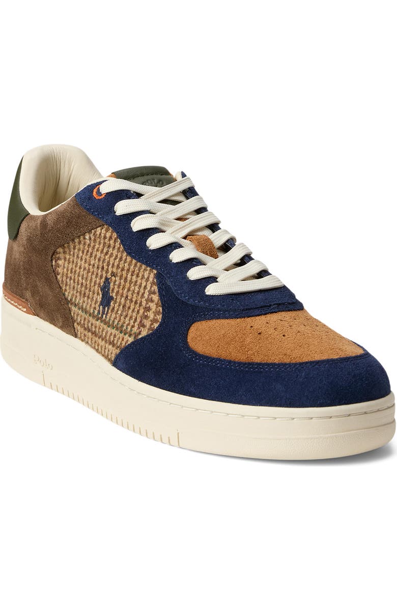 Polo Ralph Lauren Masters Court Mixed Media Sneaker, Main, color, Glen Plaid/ Multi