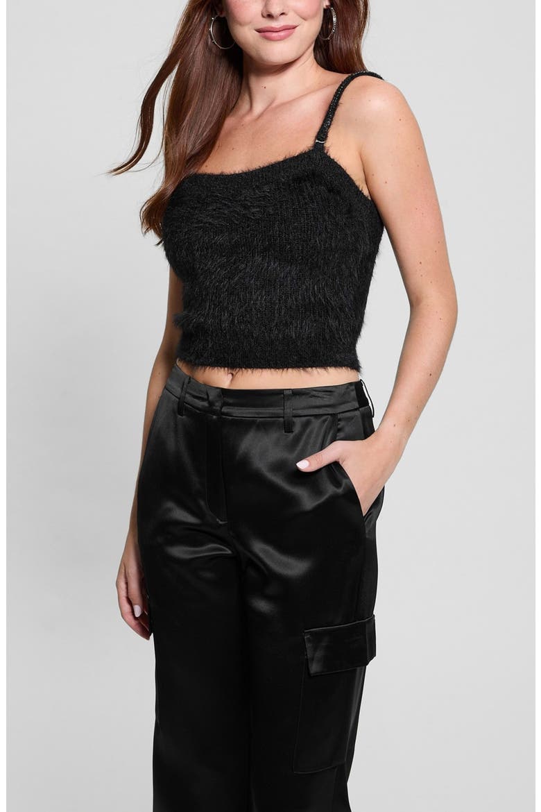 Keyla Rhinestone Strap Sweater Tank, Alternate, color, BLACK-BLACK