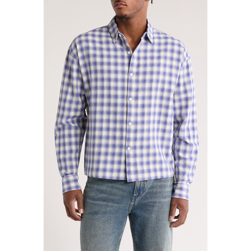 Pacsun Spring Plaid Long Sleeve Cotton Button-up Shirt In Blue
