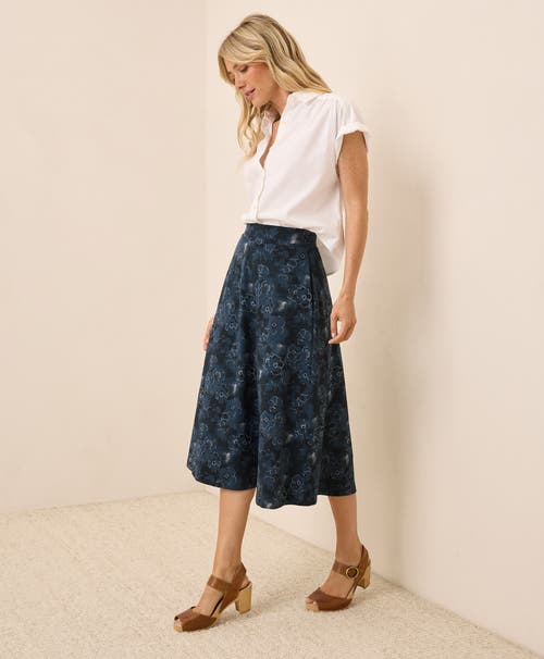 Pact Fit & Flare Midi Skirt In Blue