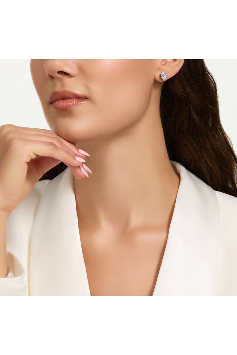 2 Ct Lab Grown Oval Diamond Studs 14k Gold Earrings, Alternate, color, 14k White Gold