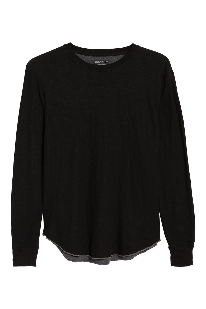 Double Layer Slim Crewneck T-Shirt, Alternate, color, BLACK