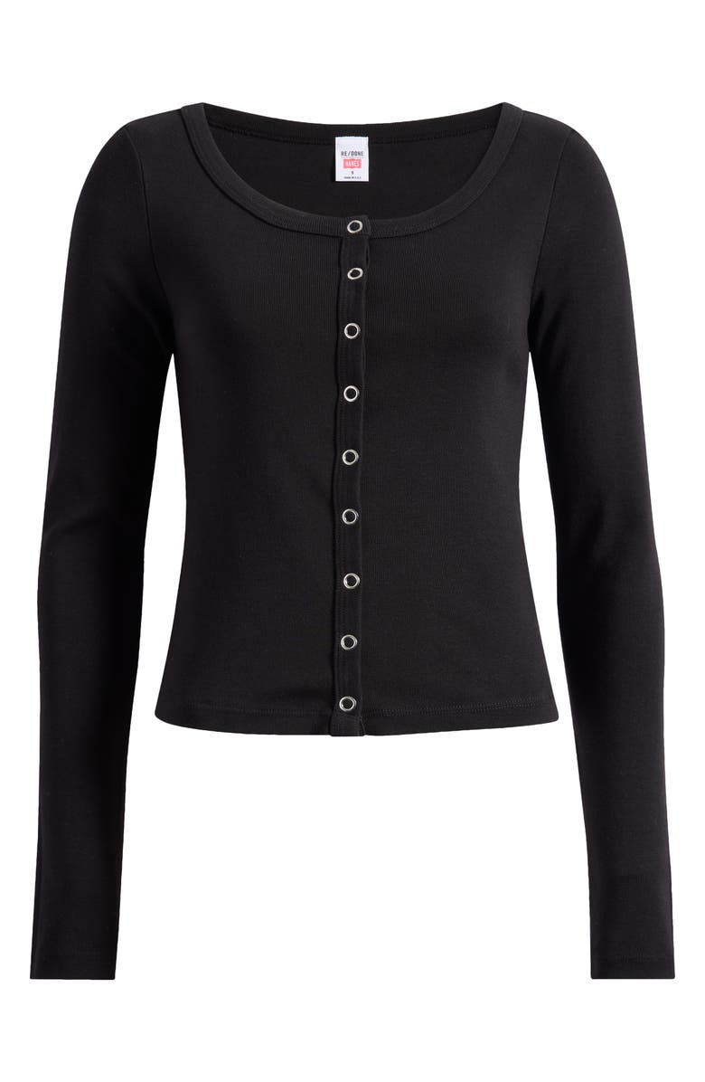 Re/Done Scoop Neck Cotton Cardigan, Alternate, color, Black