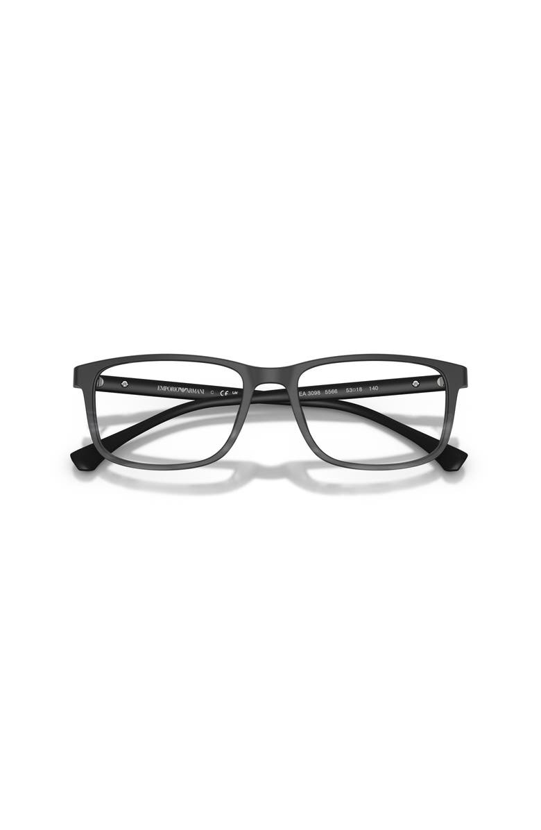 Emporio Armani 53mm Rectangle optical glasses, Alternate, color, Black