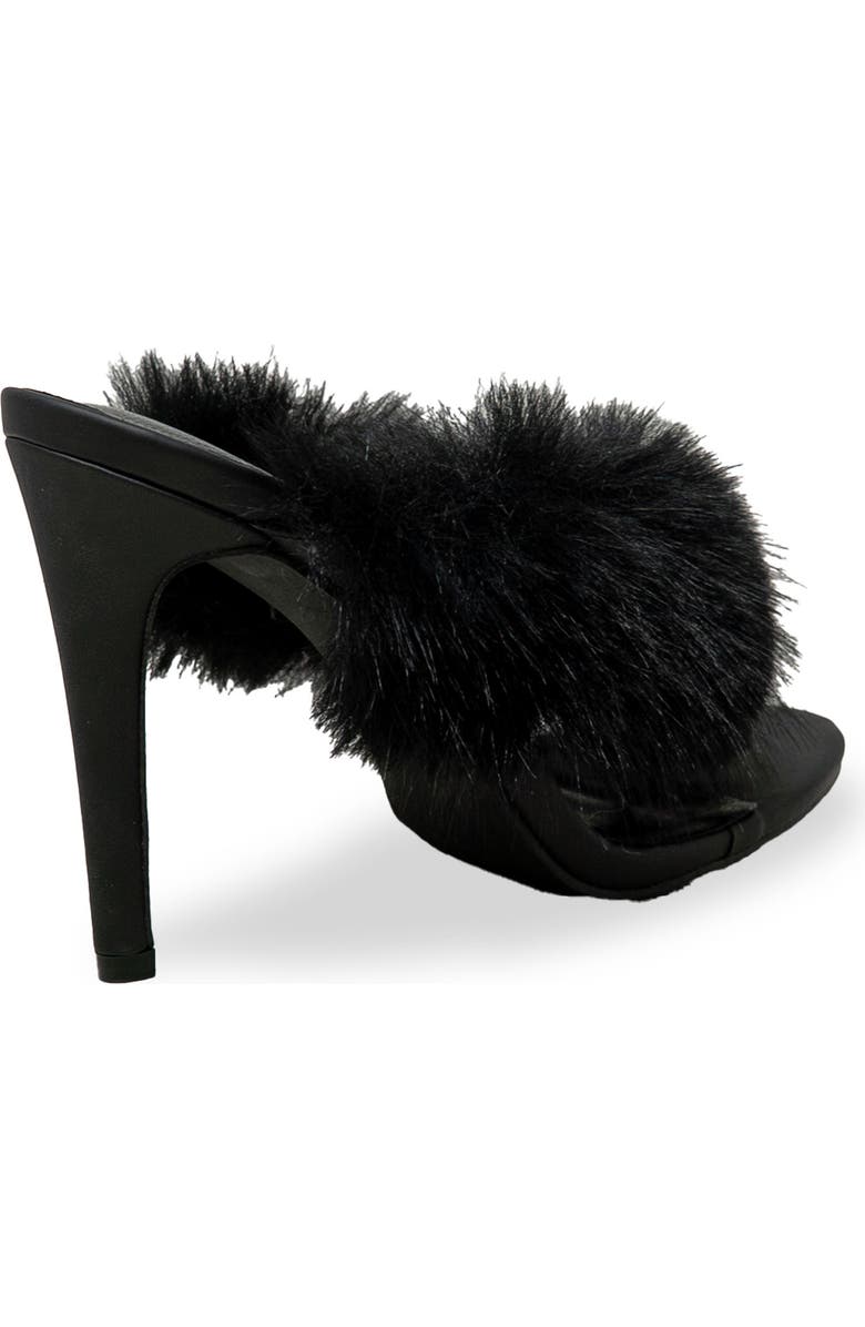 CHASE AND CHLOE Post Toe Faux Fur Stiletto Sandal, Alternate, color, Black
