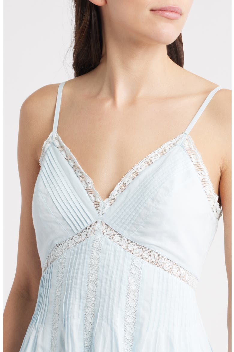 Docila Lace & Pintuck Detail Cotton Minidress, Alternate, color, BLUE
