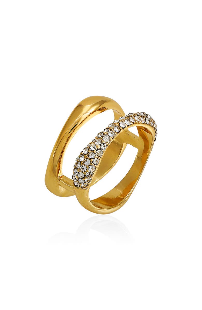 Vince Camuto Pavé Crystal Double Band Ring, Main, color, Gold Tone