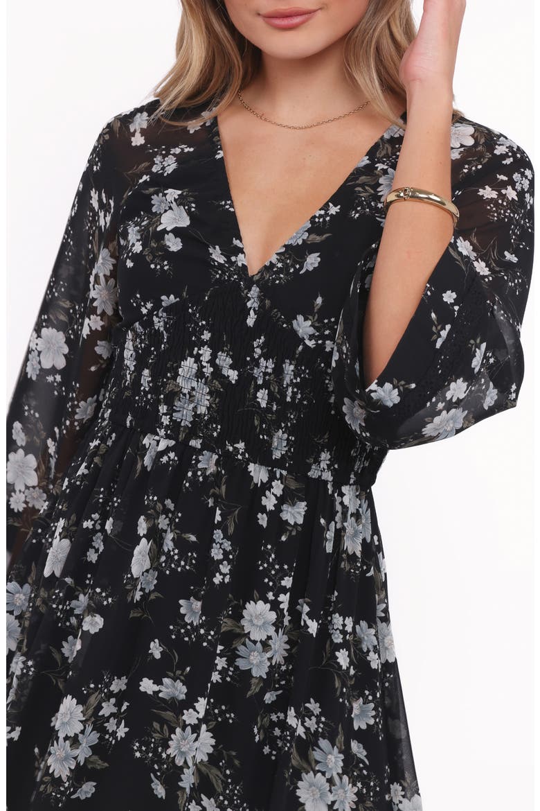 Mavis Bell Sleeve Maxi Dress, Alternate, color, BLACK FLORAL