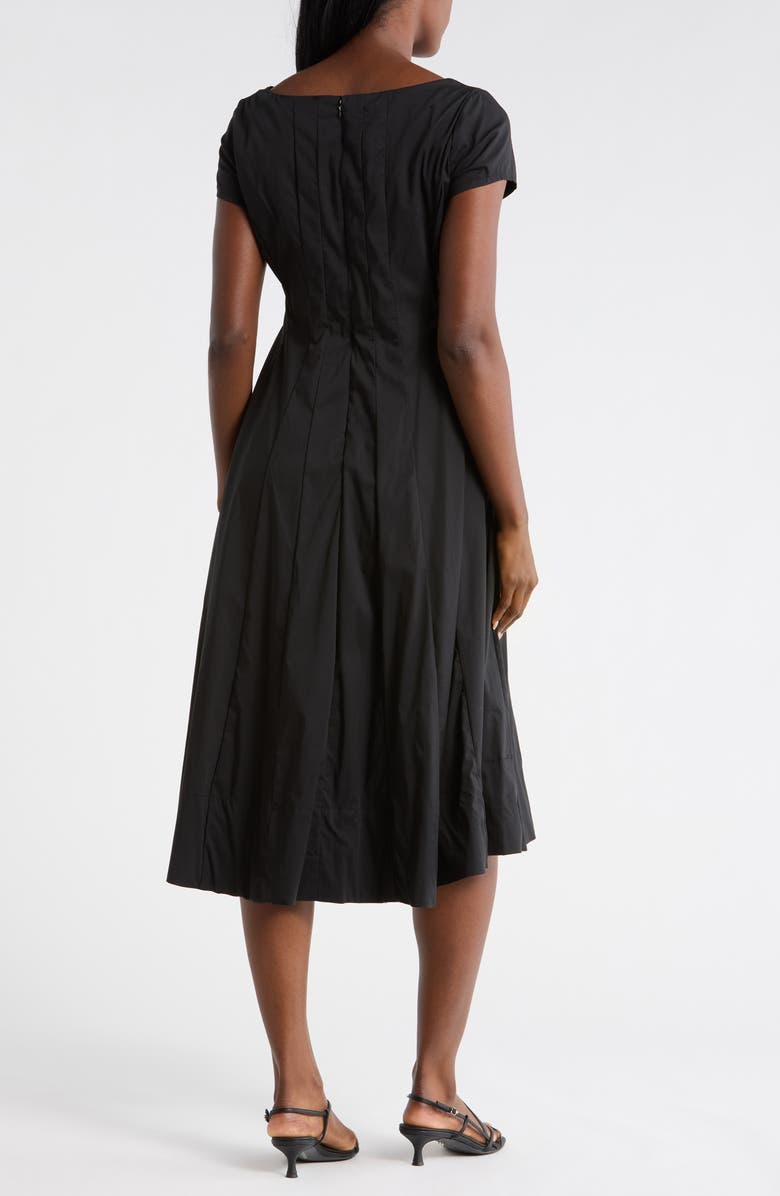Ellen Tracy Poplin Cap Sleeve Dress, Alternate, color, Black