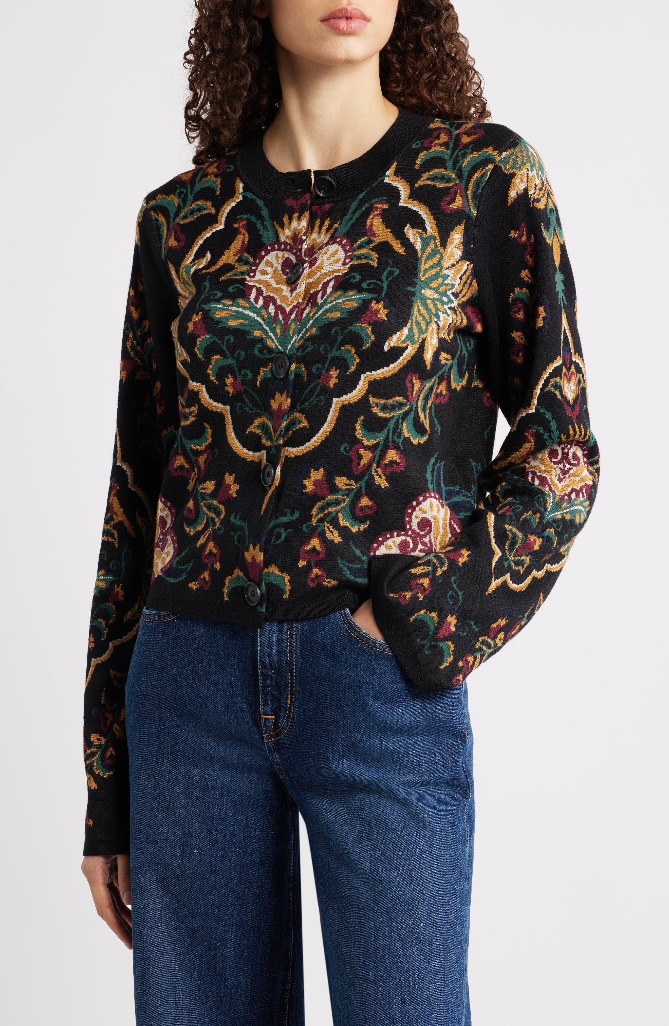 FARM Rio Majestic Hearts Knit Cardigan