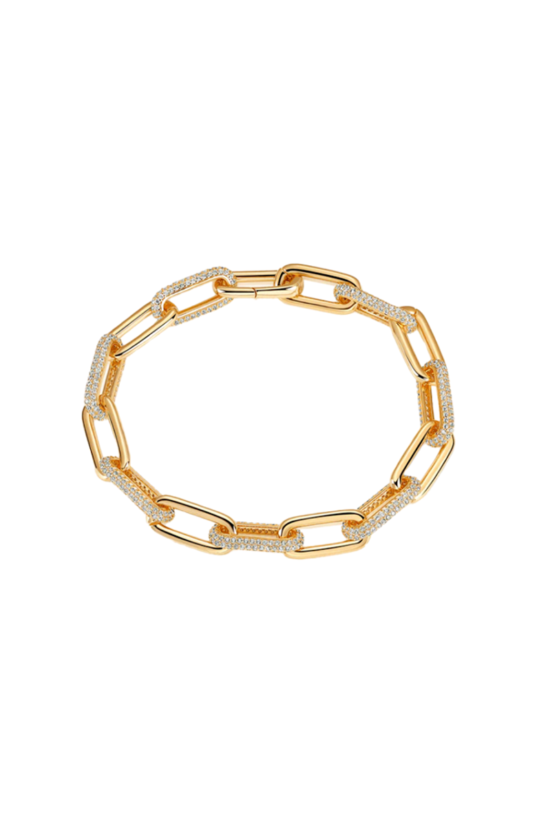 BY ADINA EDEN Solid/Pave Fancy Box Link Bracelet, Main, color, Gold