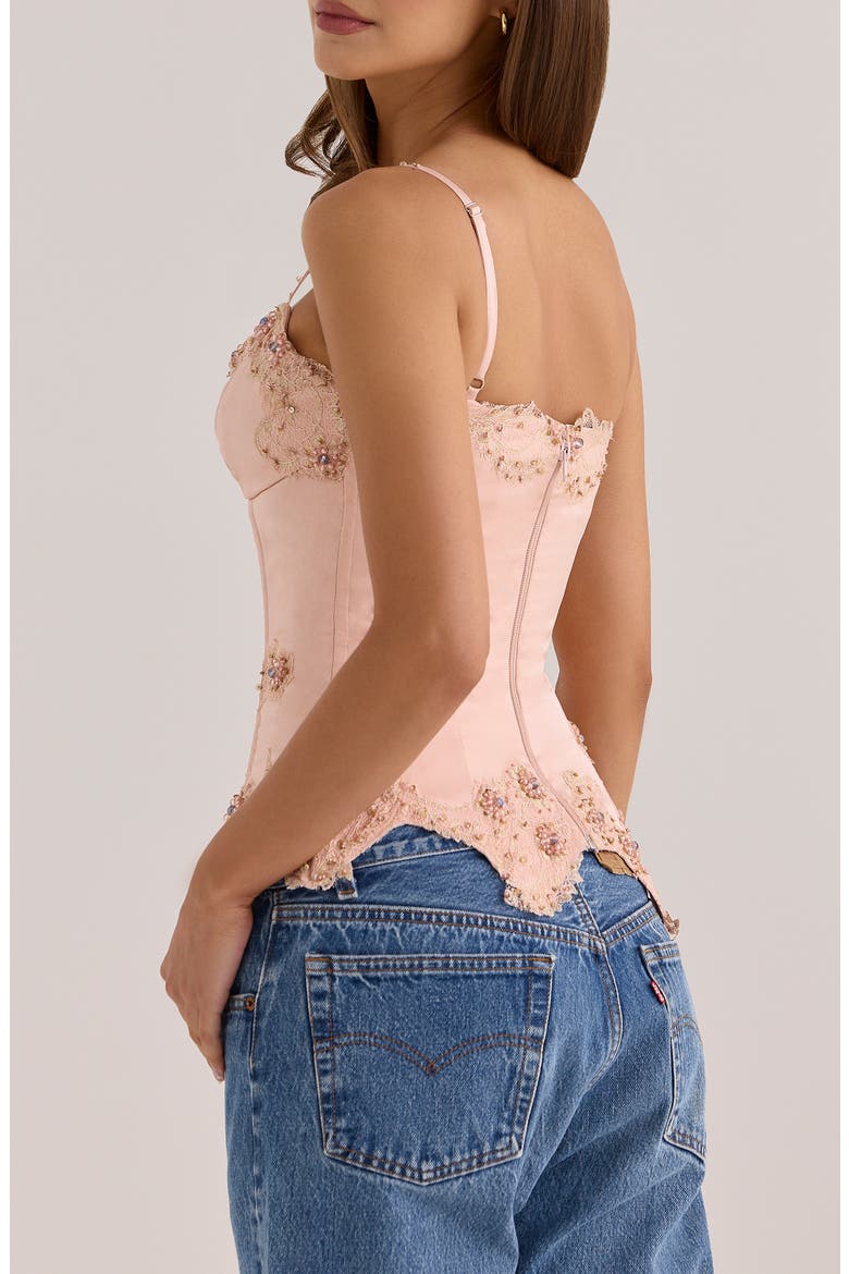 Saloma Embellished Satin Corset Top, Alternate, color, BLUSH