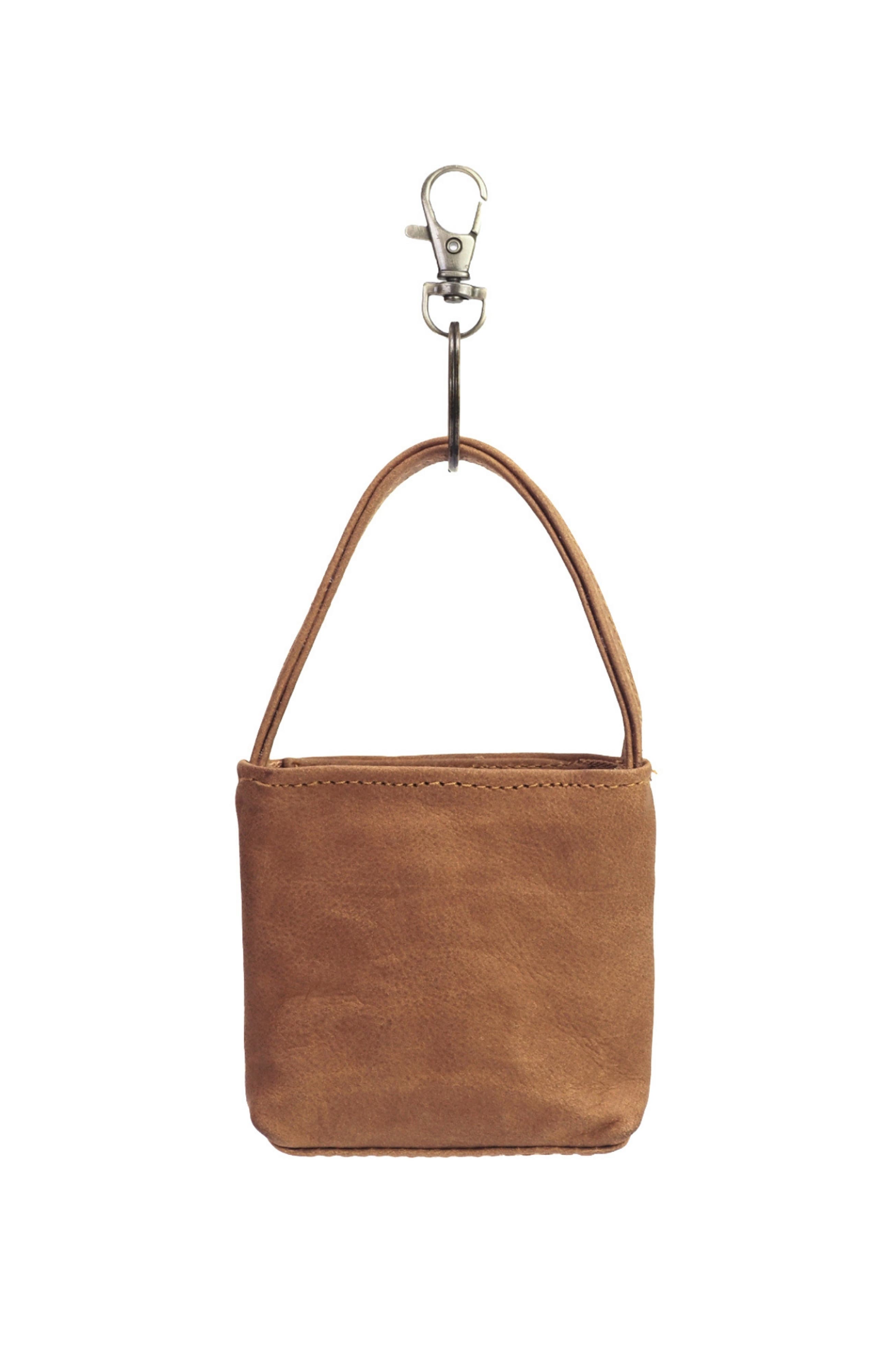 Mandrn Mini Leather Bag Charm, Alternate, color, Saddle (Light)