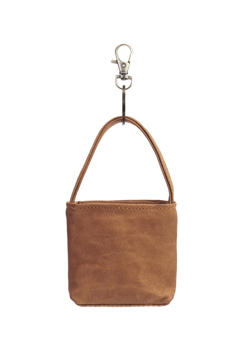 Mini Leather Bag Charm, Alternate, color, Saddle (light)