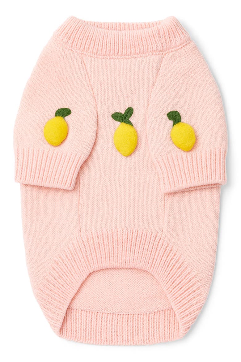 Lemon 3D Icon Dog Sweater, Alternate, color, PINK