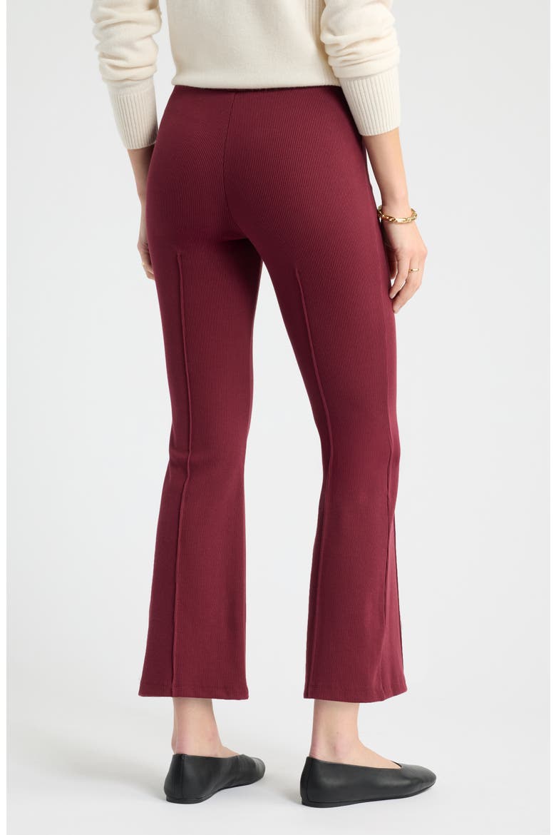 Rib Knit Kick Flare Pants, Alternate, color, BURGUNDY BANNER