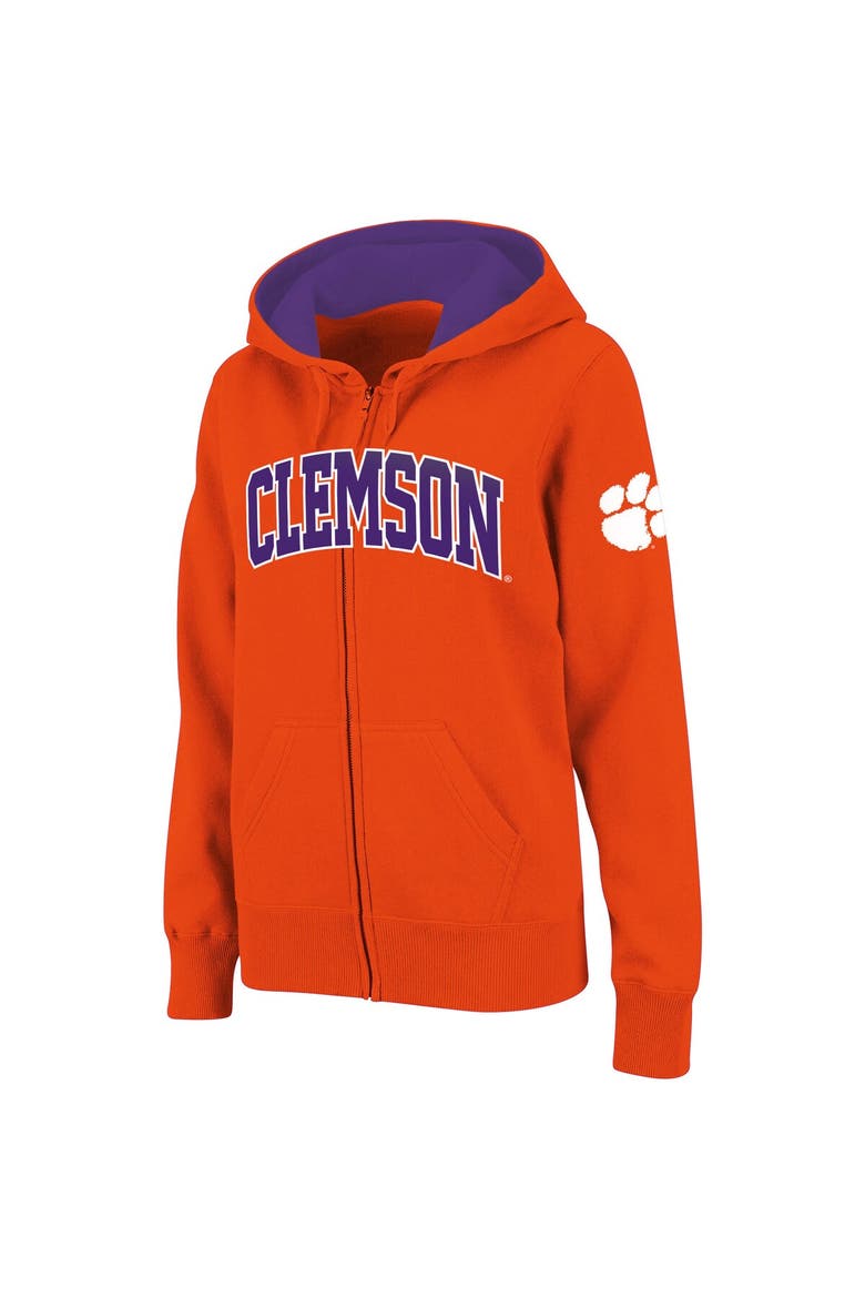 Women's Stadium Athletic Orange Clemson Tigers Arched Name Full-Zip Hoodie, Alternate, color, Orange