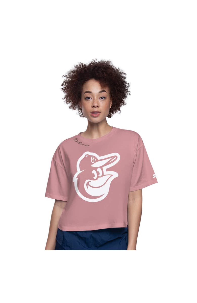 STARTER Women's Starter Pink Baltimore Orioles Play the Ball Boxy Cropped T-Shirt, Alternate, color, Pink