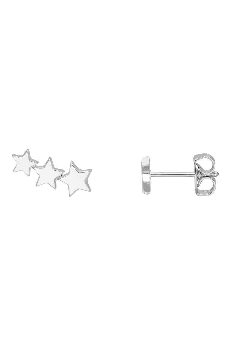 Trio Star Ear Crawler Earrings, Alternate, color, SILVER PLATED