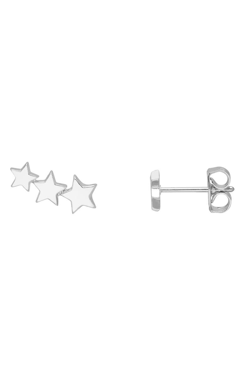 Estella Bartlett Trio Star Ear Crawler Earrings, Alternate, color, Silver Plated