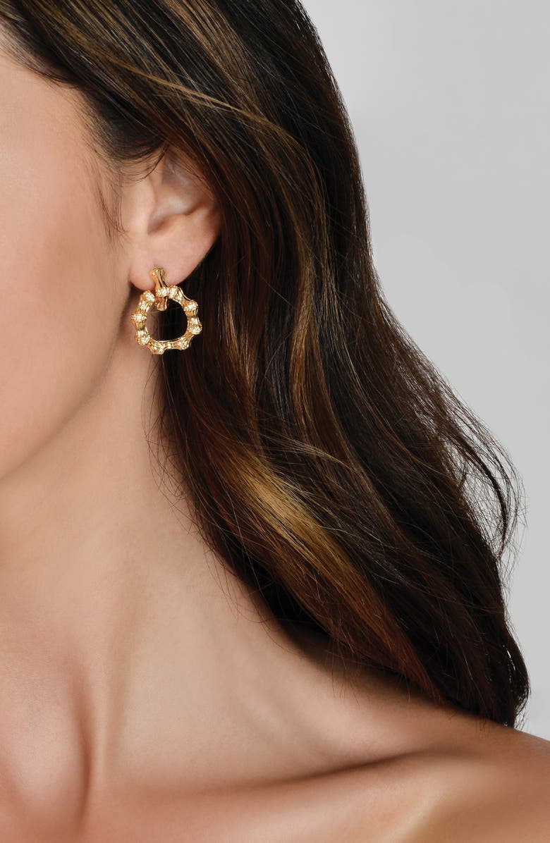 Anabel Aram Jewelry Bamboo Double Hoop Earrings, Alternate, color, Gold