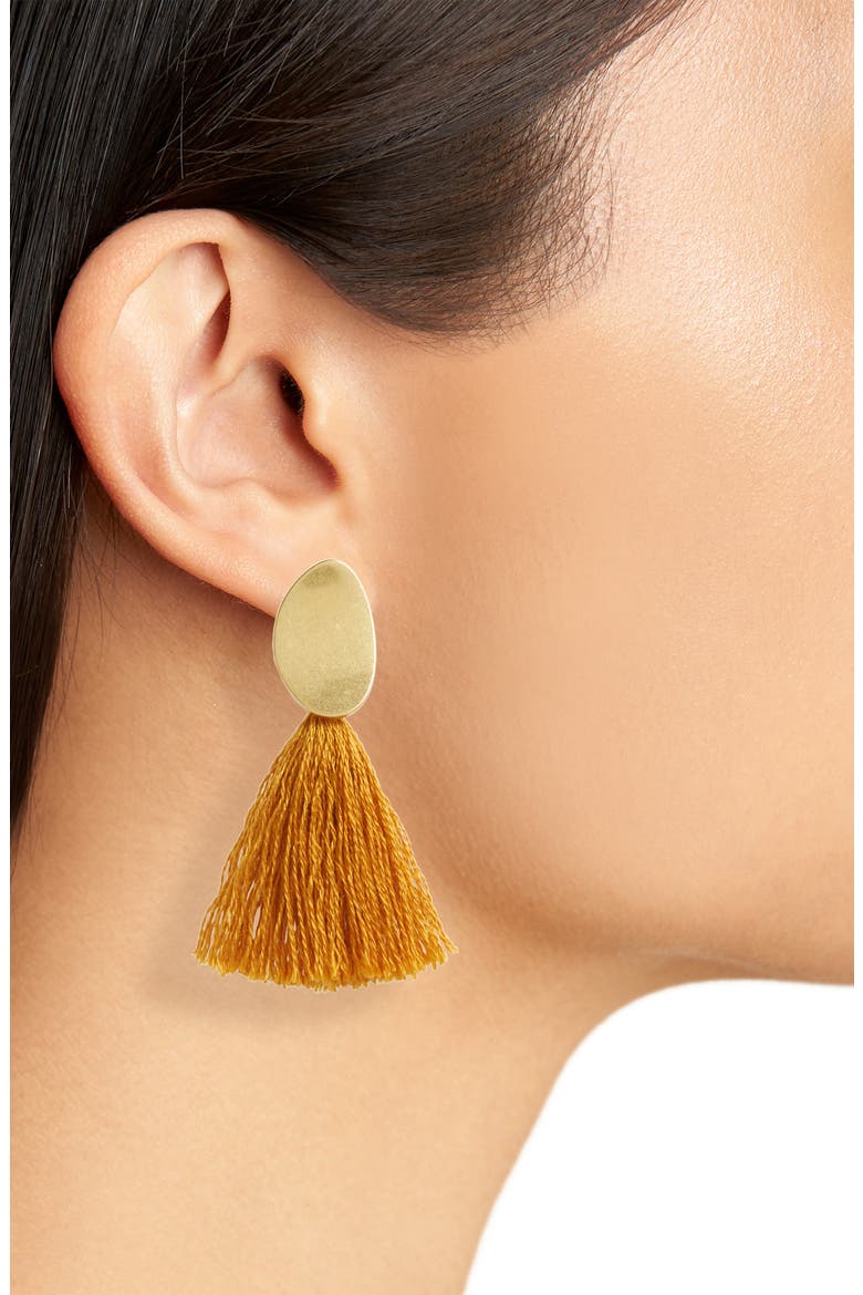 Curved Tassel Earrings, Alternate, color, BRONZED LEAF
