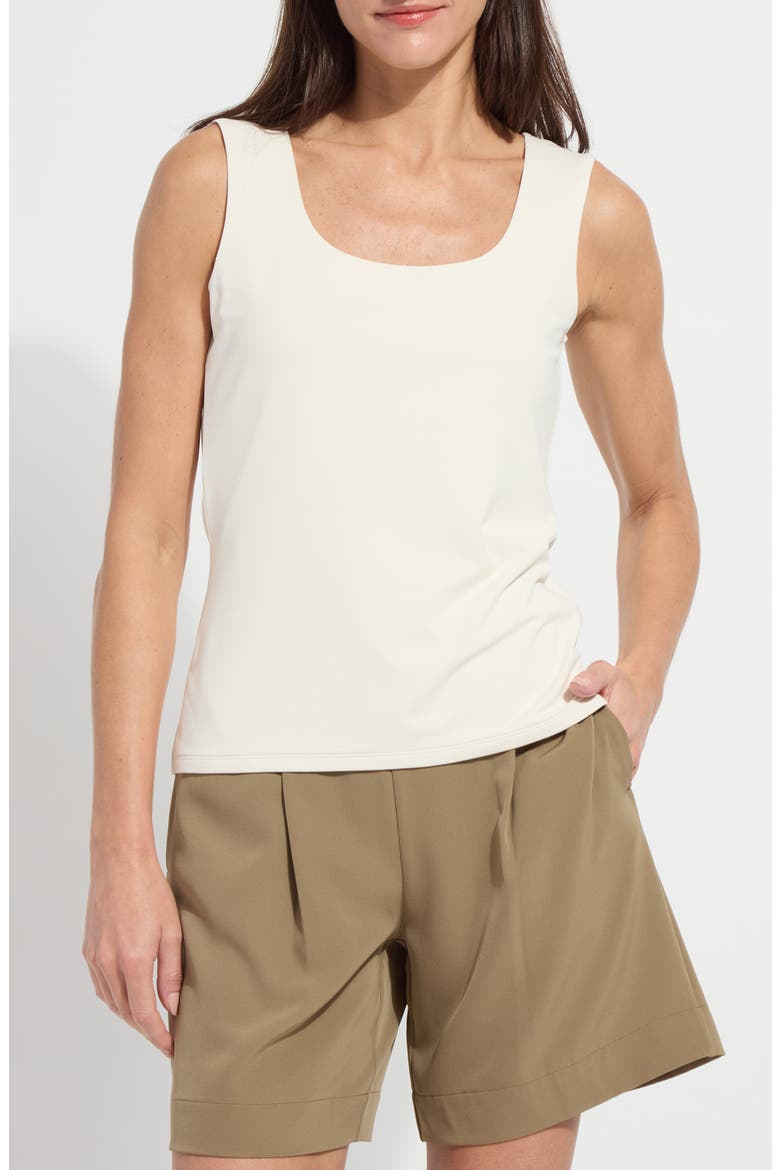 'Lyssentials Evie Scoop Neck Tank, Main, color, MACADAMIA