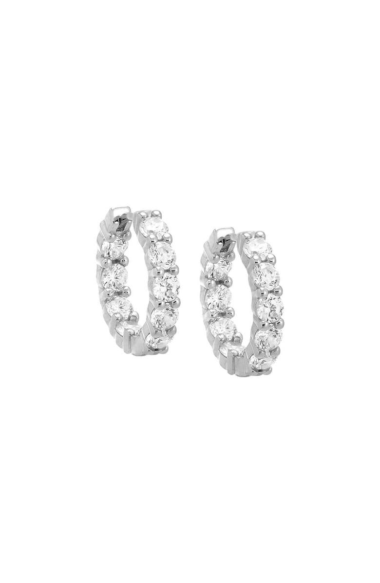 BY ADINA EDEN Mini CZ Tennis Huggie Earring, Main, color, Silver