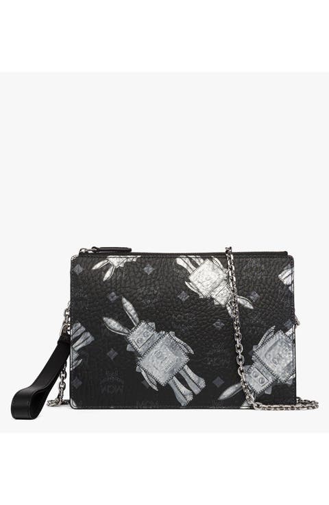 Wristlet Standing Pouch w/ Chain Strap in Rabot Visetos