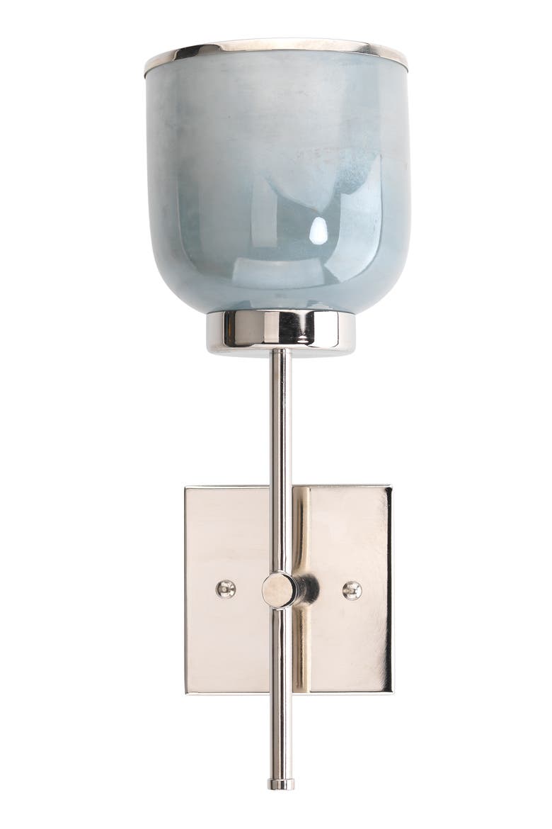 Vapor Single Sconce, Nickel and Blue Opal Metallic Glass, Alternate, color, Opal Blue Metallic Glass