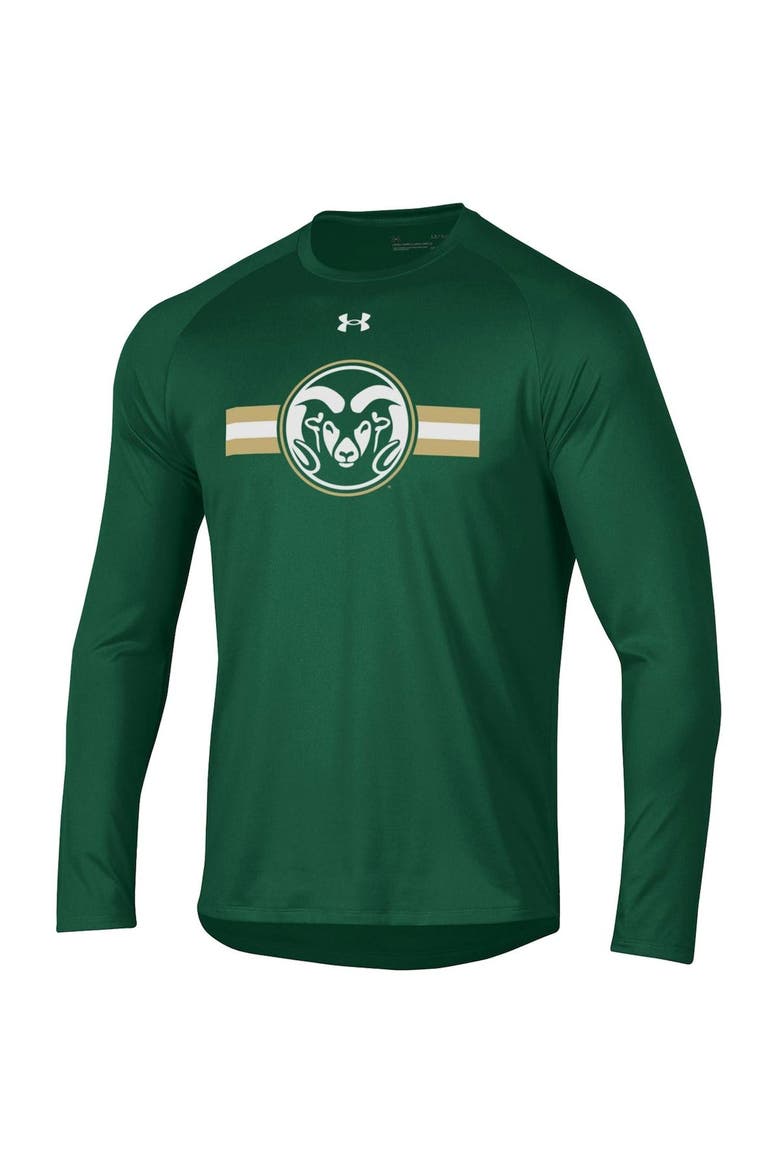 Men's Under Armour Green Colorado State Rams Logo Stripe Performance Raglan Long Sleeve T-Shirt, Alternate, color, Green