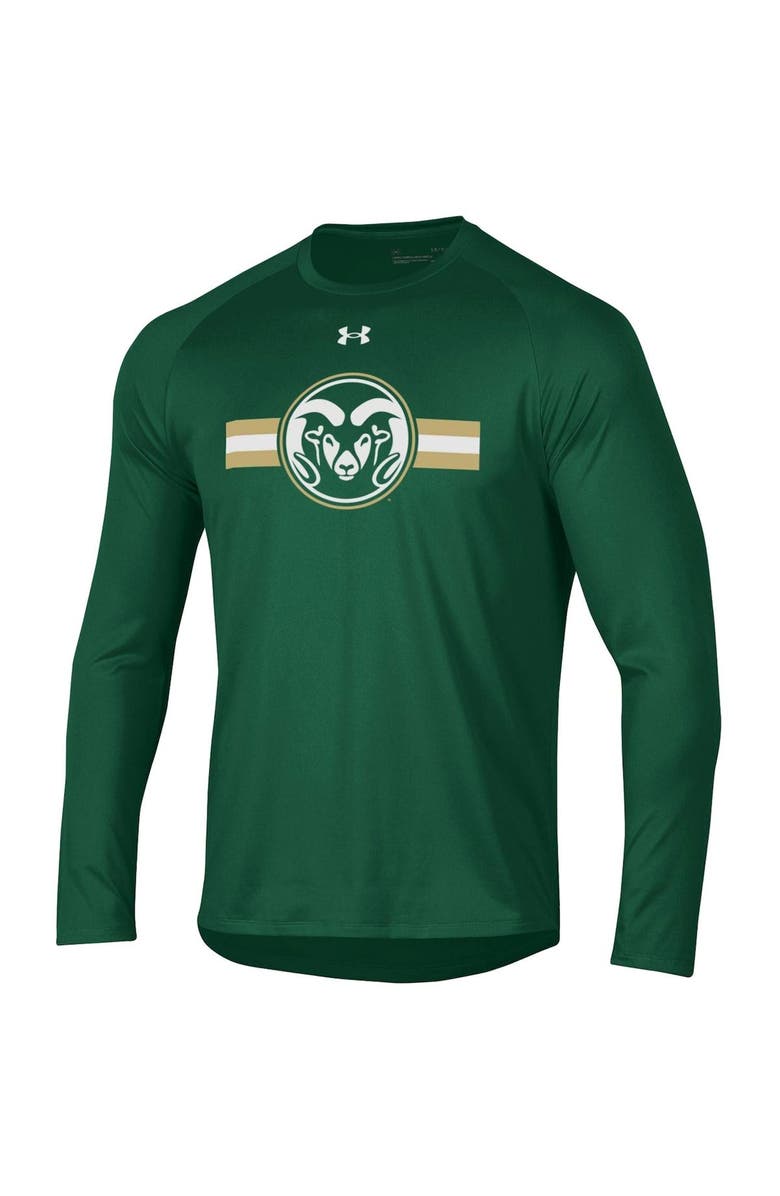 Under Armour Men's Under Armour Green Colorado State Rams Logo Stripe Performance Raglan Long Sleeve T-Shirt, Alternate, color,