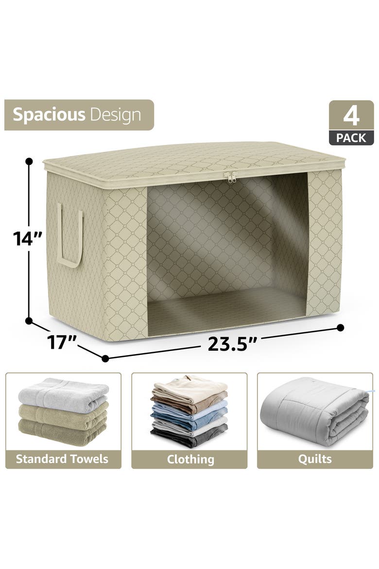 Set of 4 Foldable Storage Organizers, Alternate, color, BEIGE