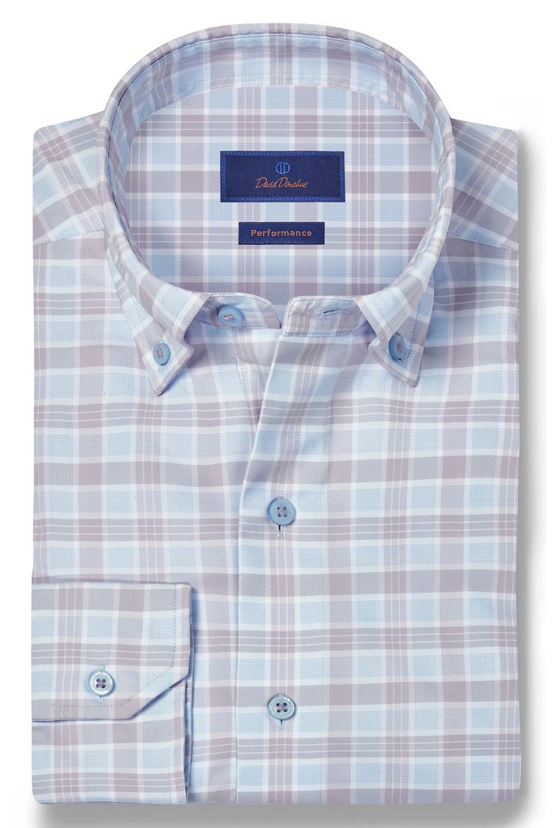 Twill Check Performance Sport Shirt, Alternate, color, SKY/ LILAC