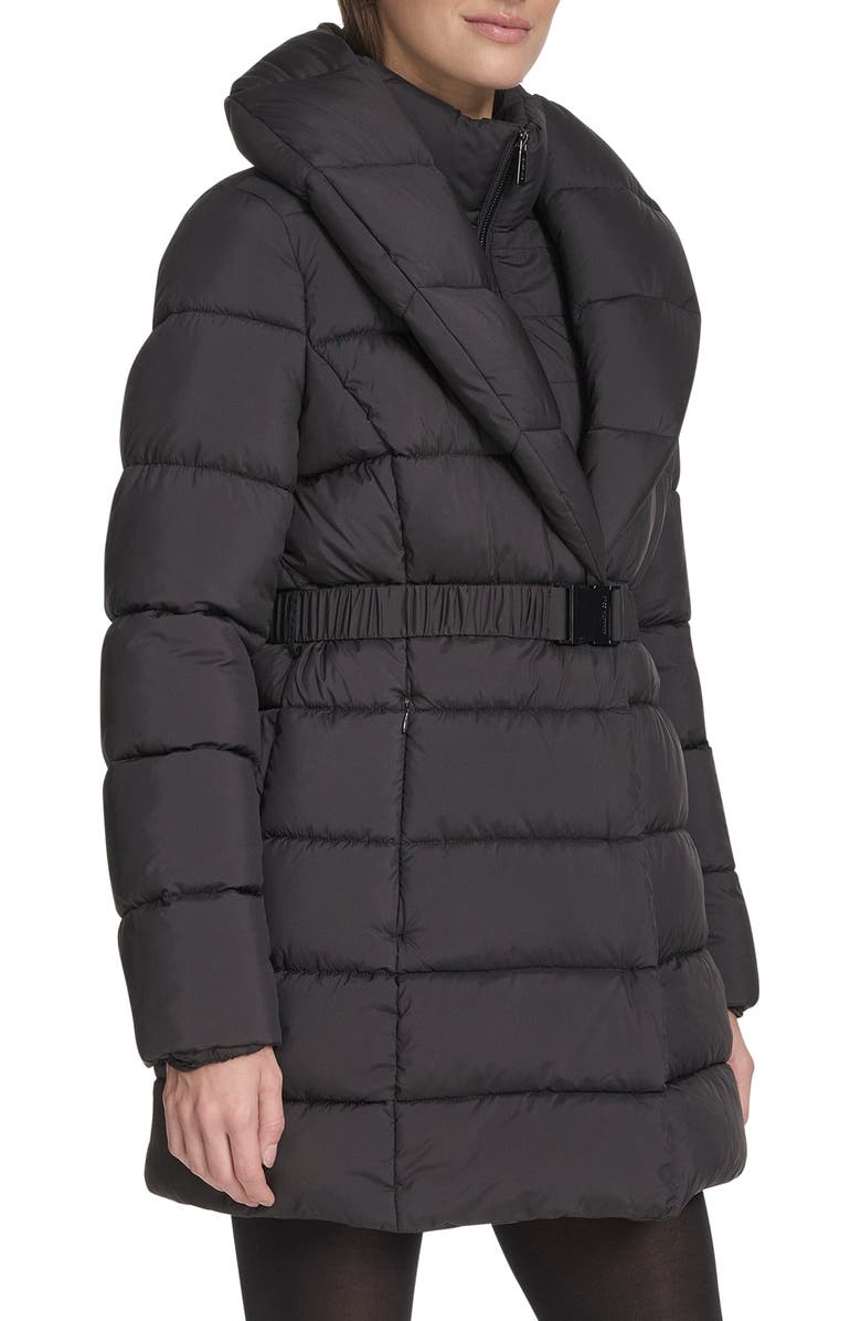 Kenneth Cole New York Water Resistant Pillow Collar Puffer Coat, Alternate, color, Black