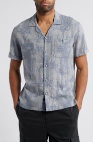 Rails Ace Bandana Print Short Sleeve Linen Blend Button-Up Shirt